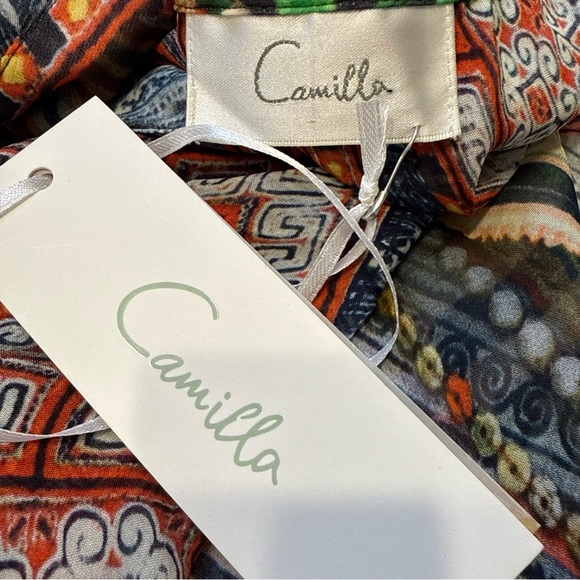 Camilla Trek Of The Nung Multicolor Printed Sheer Boho Blouson Blouse - Picture 8 of 11